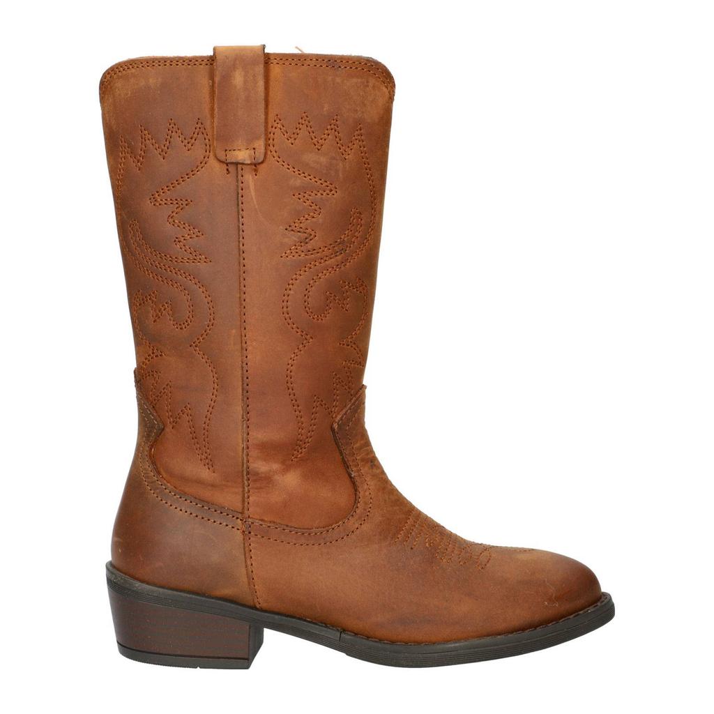 Cognackleurige meisjes Nelson Kids leren cowboylaarzen met ritssluiting