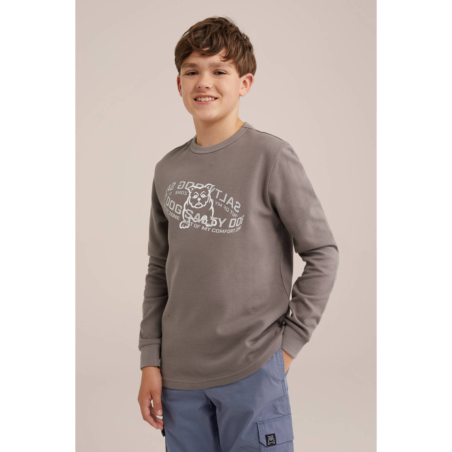 Salty Dog longsleeve met printopdruk lichtbruin