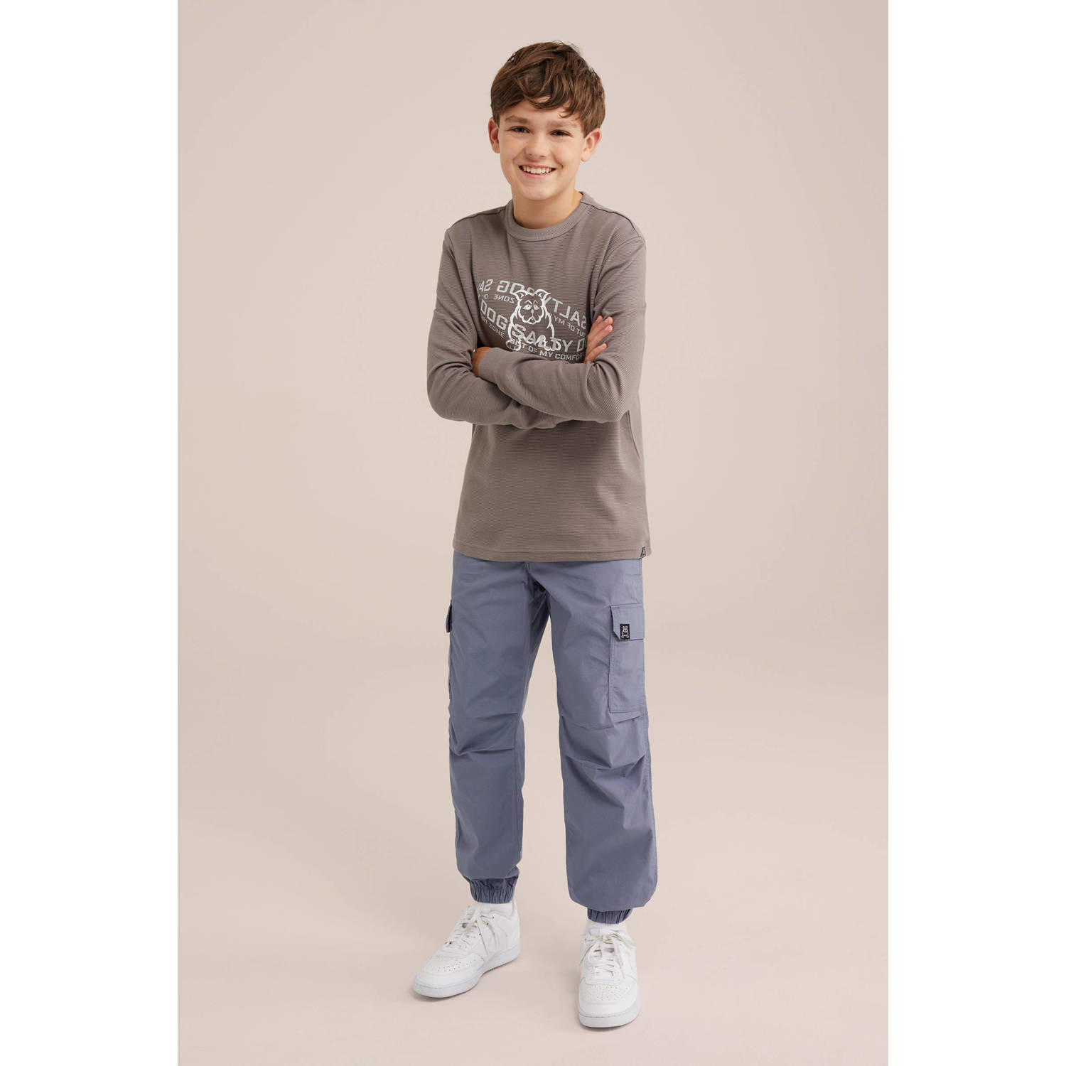Salty Dog longsleeve met printopdruk lichtbruin
