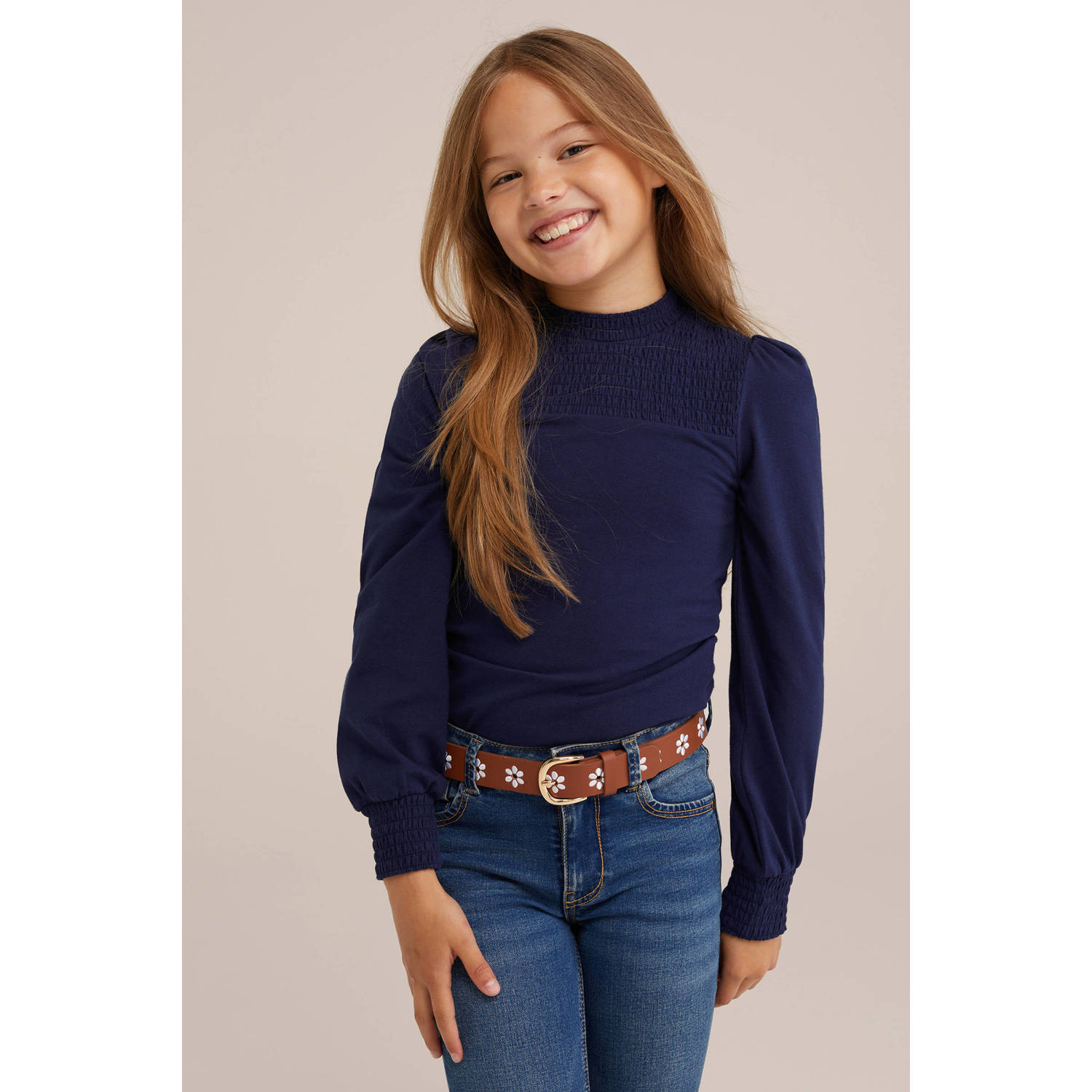 WE Fashion longsleeve donkerblauw