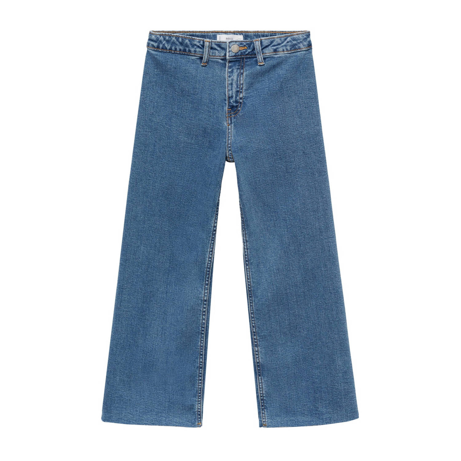 Mango Kids broek changeant blauw Meisjes Denim Effen 122