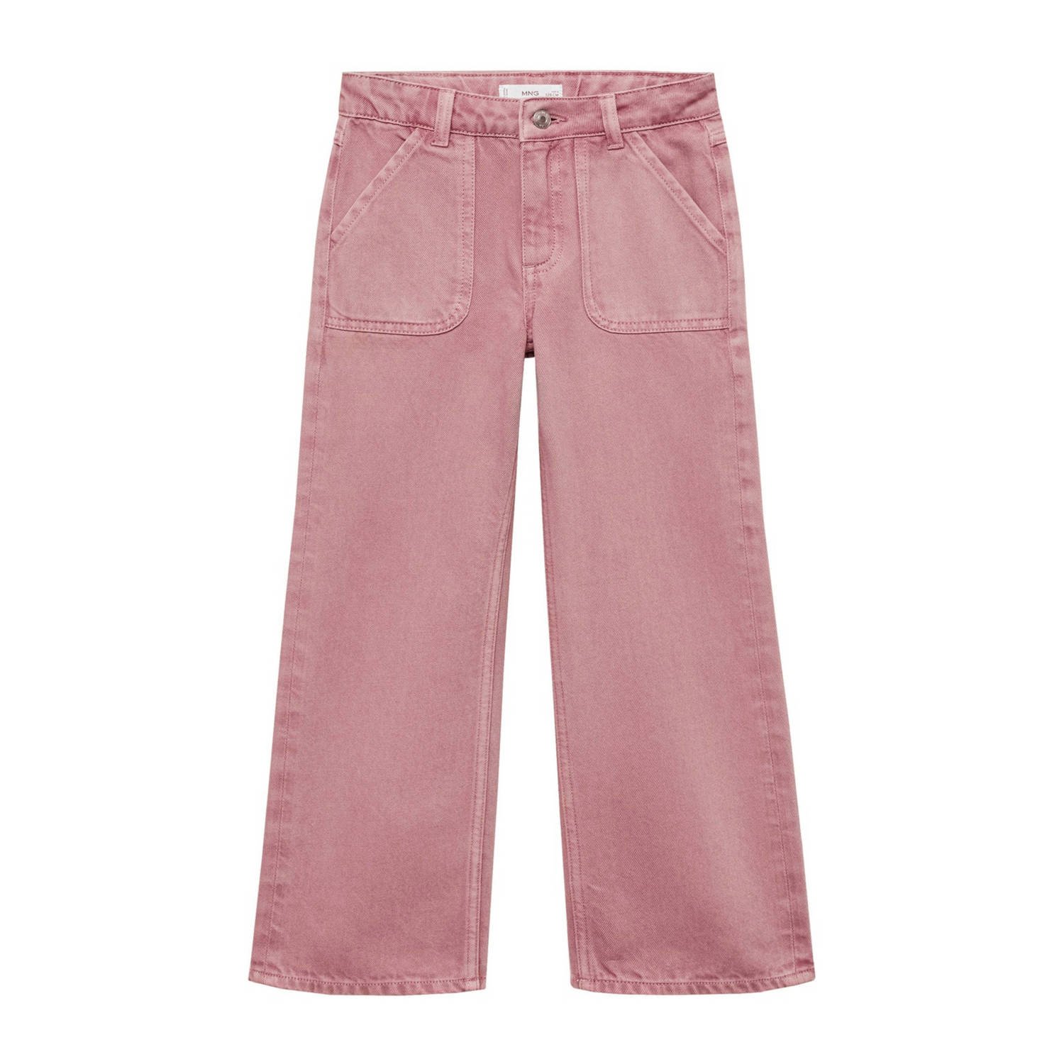 Mango Kids wide leg jeans roze Meisjes Denim Effen 122