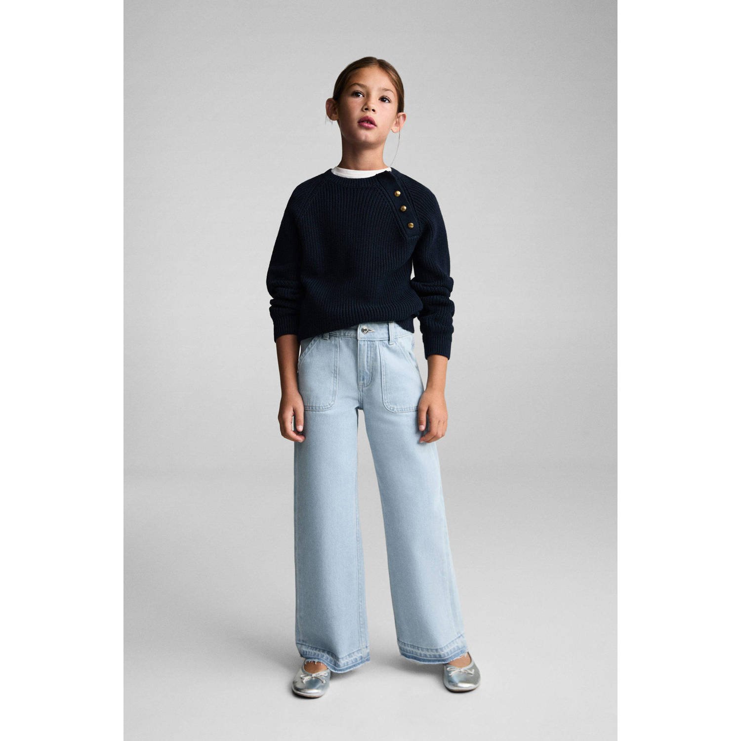 Mango Kids wide leg jeans changeant blauw