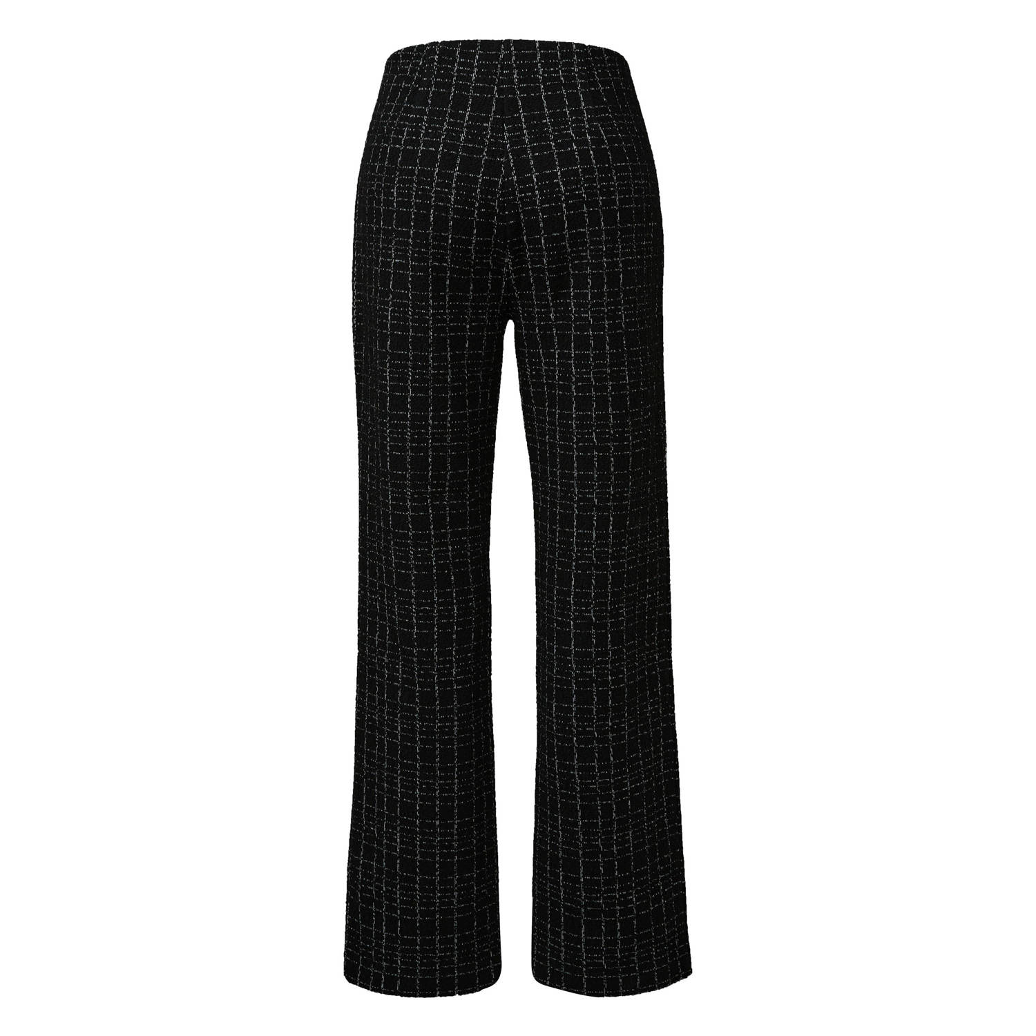 comma geruite straight fit pantalon zwart grijs