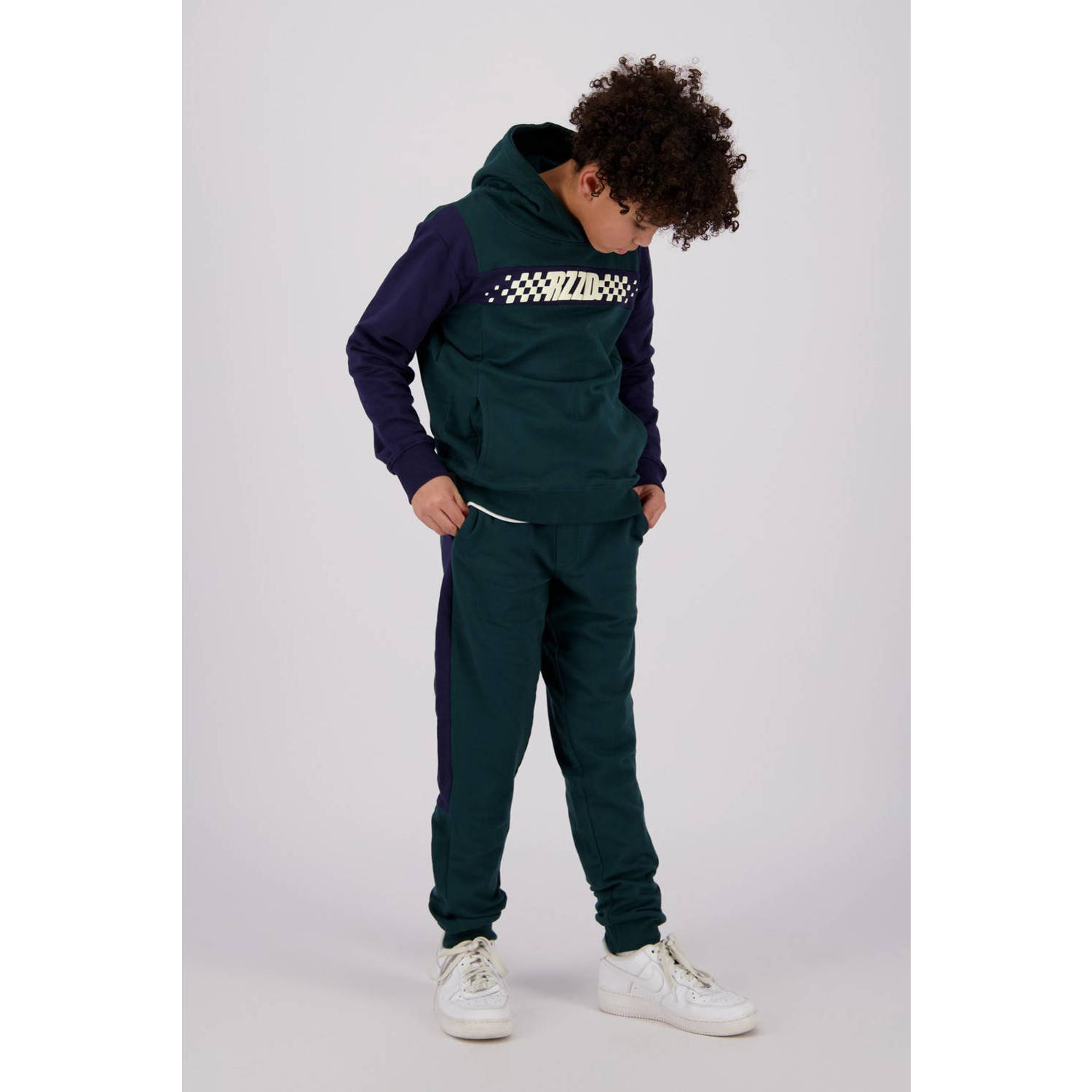 Raizzed hoodie Karup met logo donkergroen donkerblauw