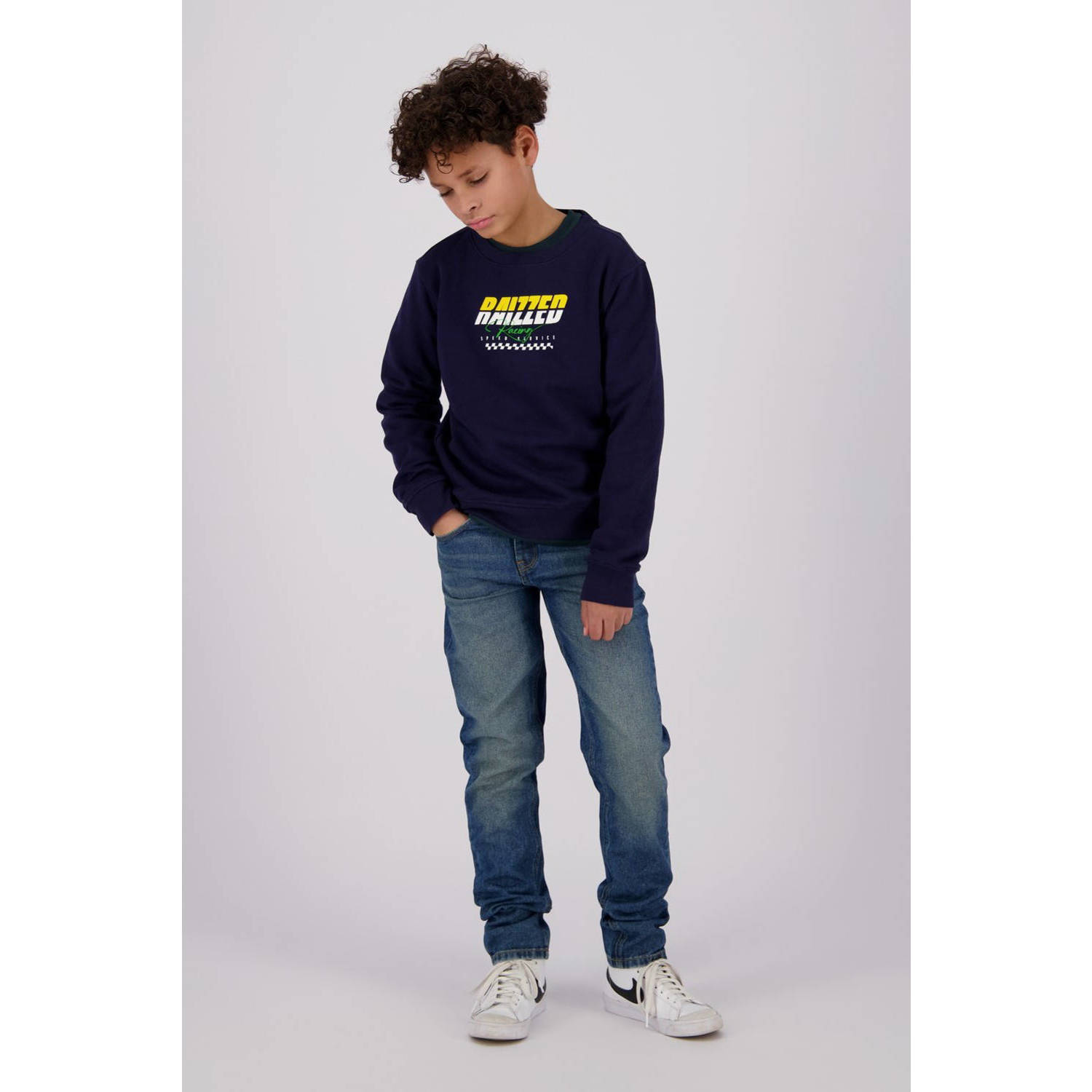 Raizzed sweater Sandane met logo donkerblauw