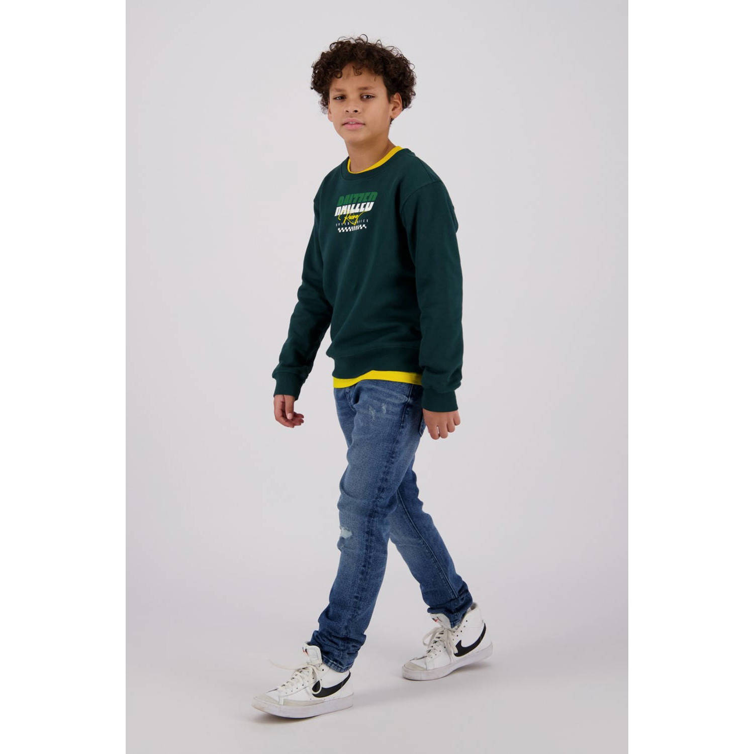 Raizzed sweater Sandane met logo donkergroen