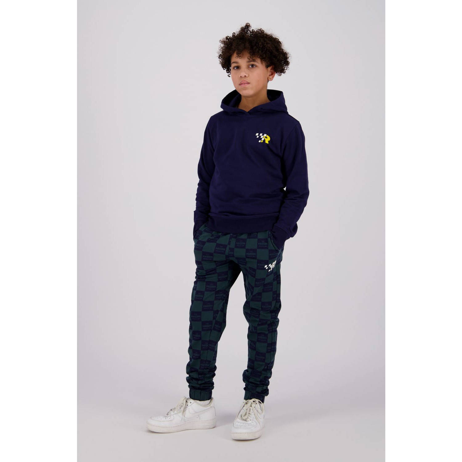 Raizzed tapered fit joggingbroek Kono met all over print donkerblauw donkergroen