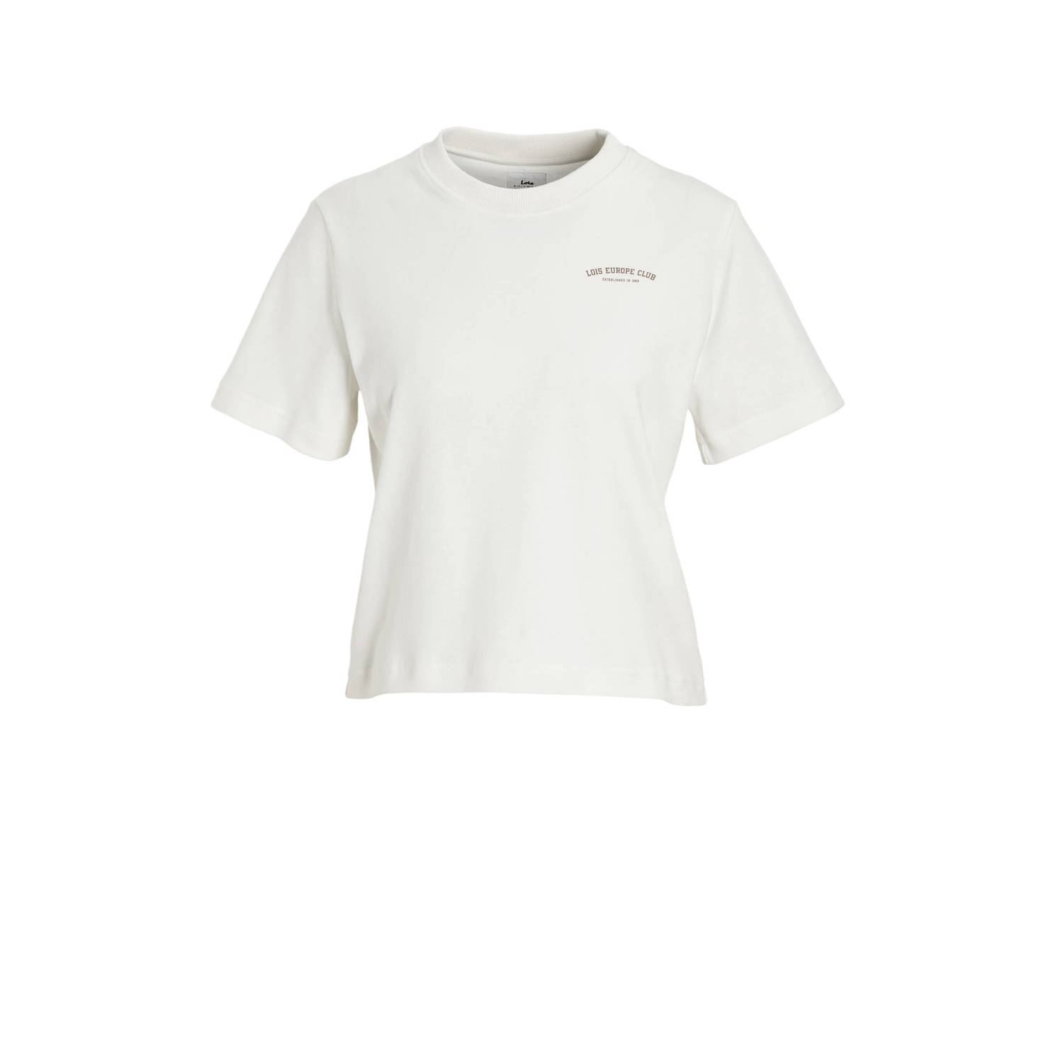 Lois T-shirt Cherry Mini Club met logo gebroken wit