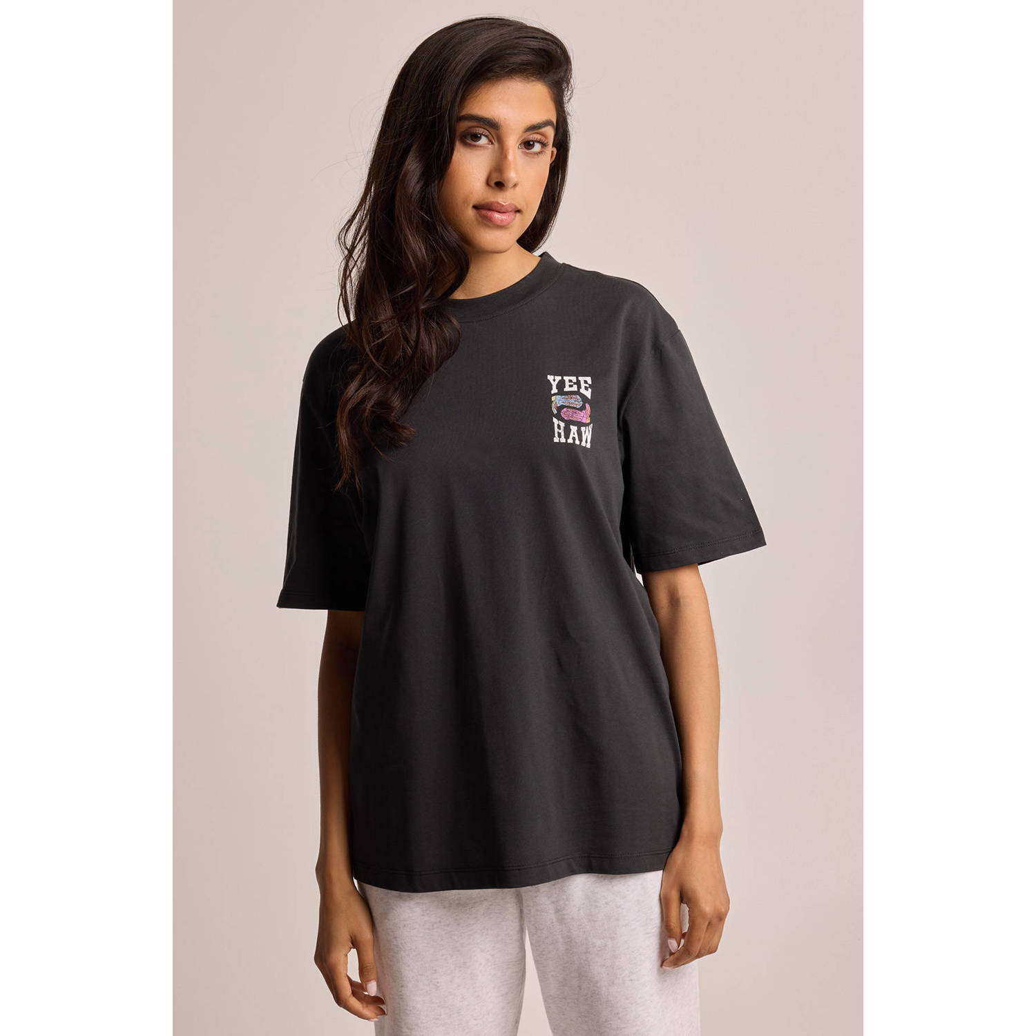 America Today T-shirt met printopdruk zwart