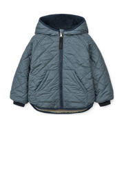thumbnail: Liewood reversible gewatteerde winterjas Jackson blauw/wit