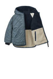 thumbnail: Liewood reversible gewatteerde winterjas Jackson blauw/wit