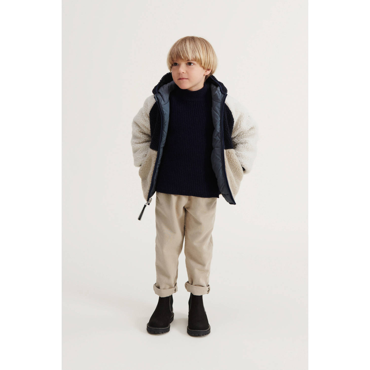 Liewood reversible gewatteerde winterjas Jackson blauw wit