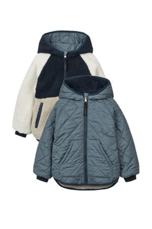 reversible gewatteerde winterjas Jackson blauw/wit