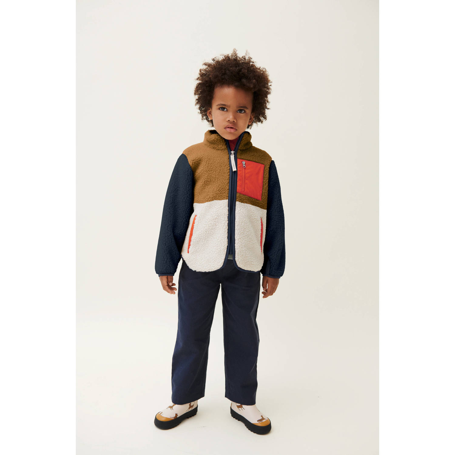 Liewood teddy tussenjas Nolan bruin wit blauw