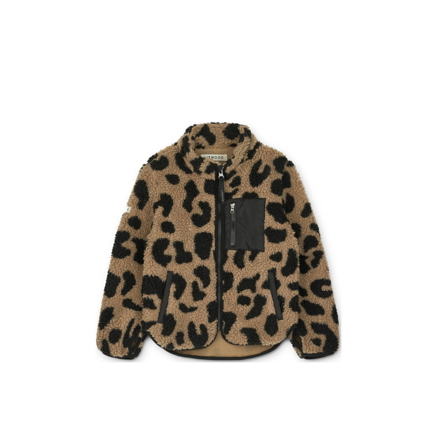 Liewood teddy winterjas Nolan met panterprint bruin zwart