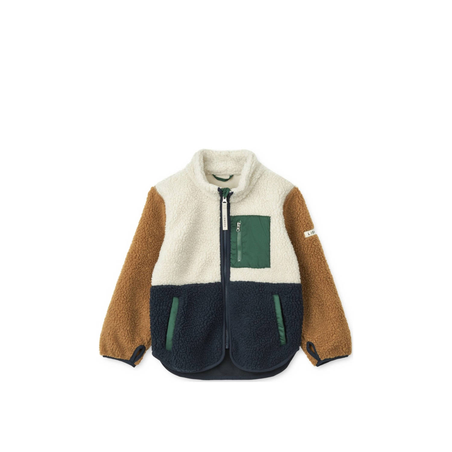 Liewood teddy tussenjas Nolan blauw bruin wit