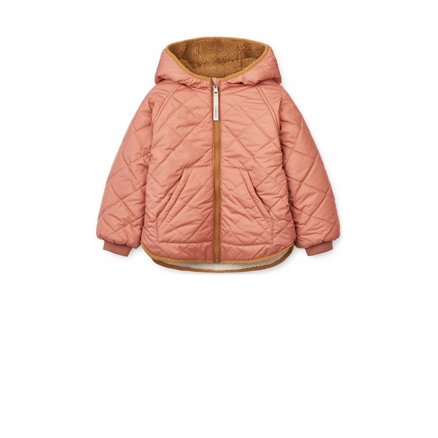 Liewood reversible gewatteerde winterjas Jackson roze bruin wit