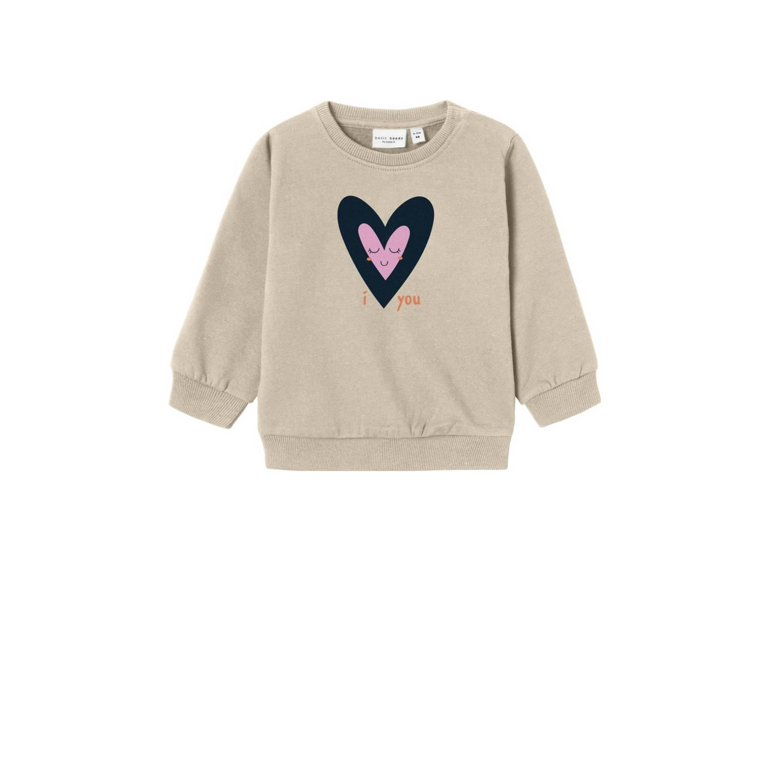 NAME IT BABY sweater NBFVRILLIE met printopdruk lichtzand