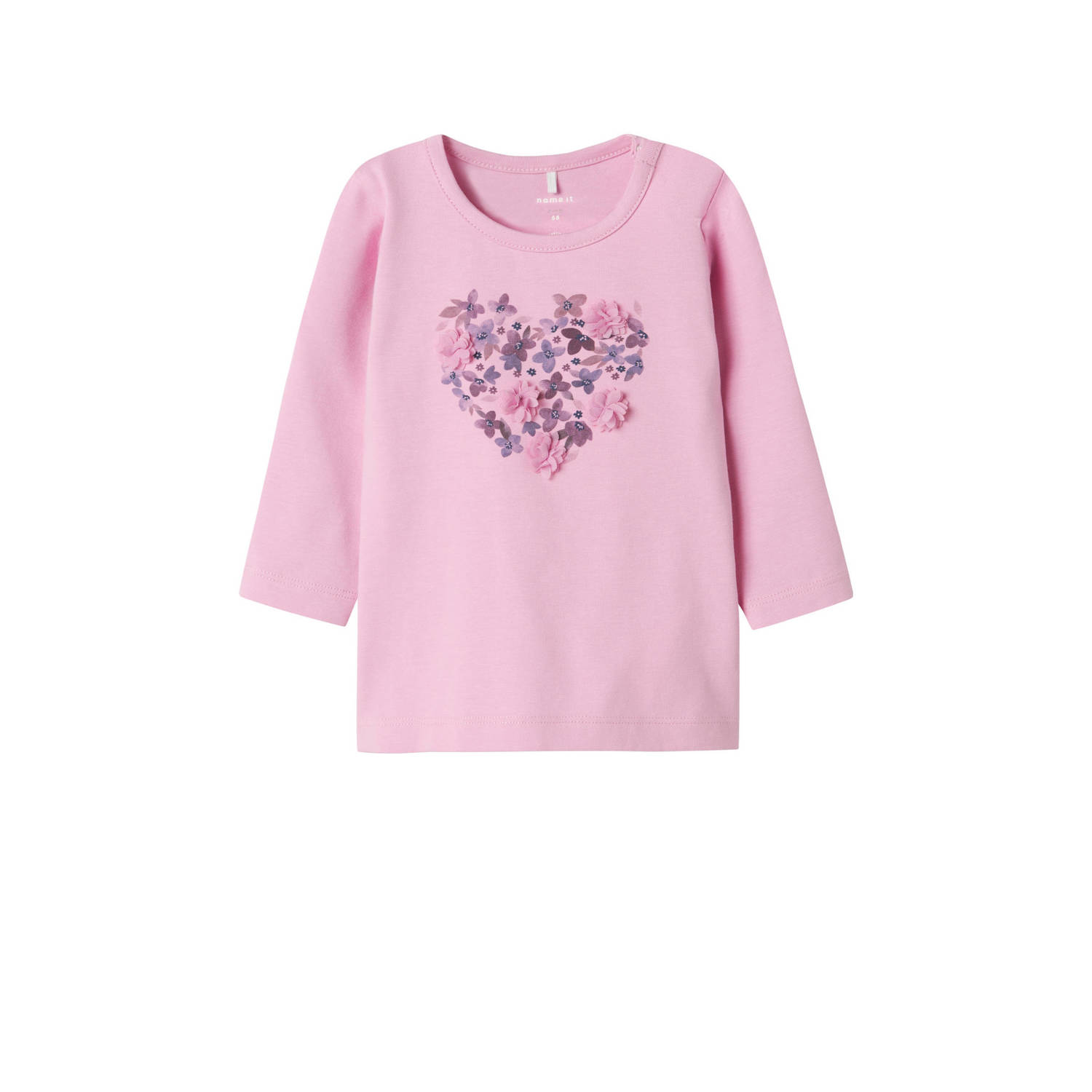 NAME IT BABY longsleeve NBFNABIA met printopdruk en patches roze