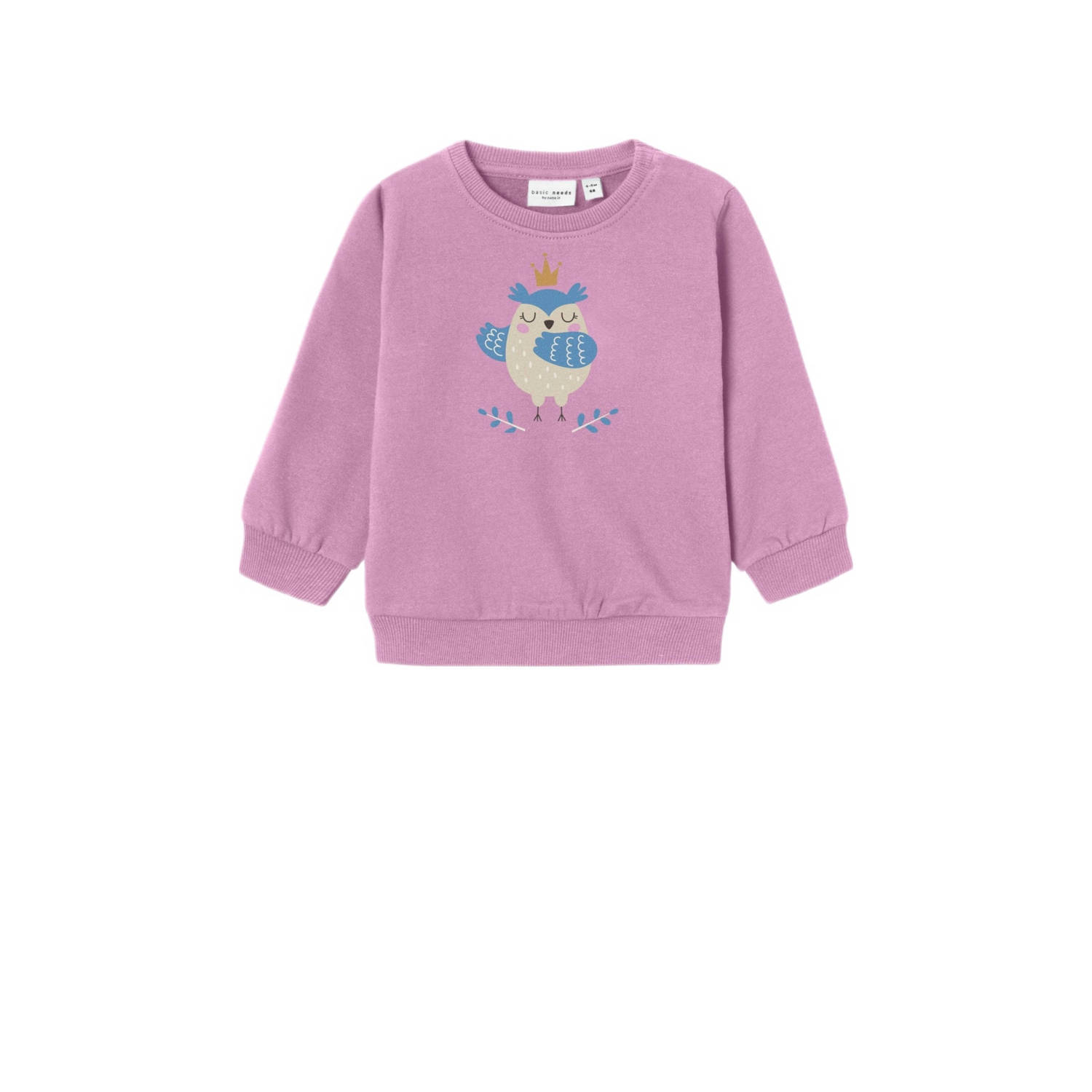 NAME IT BABY sweater NBFVRILLIE met printopdruk roze