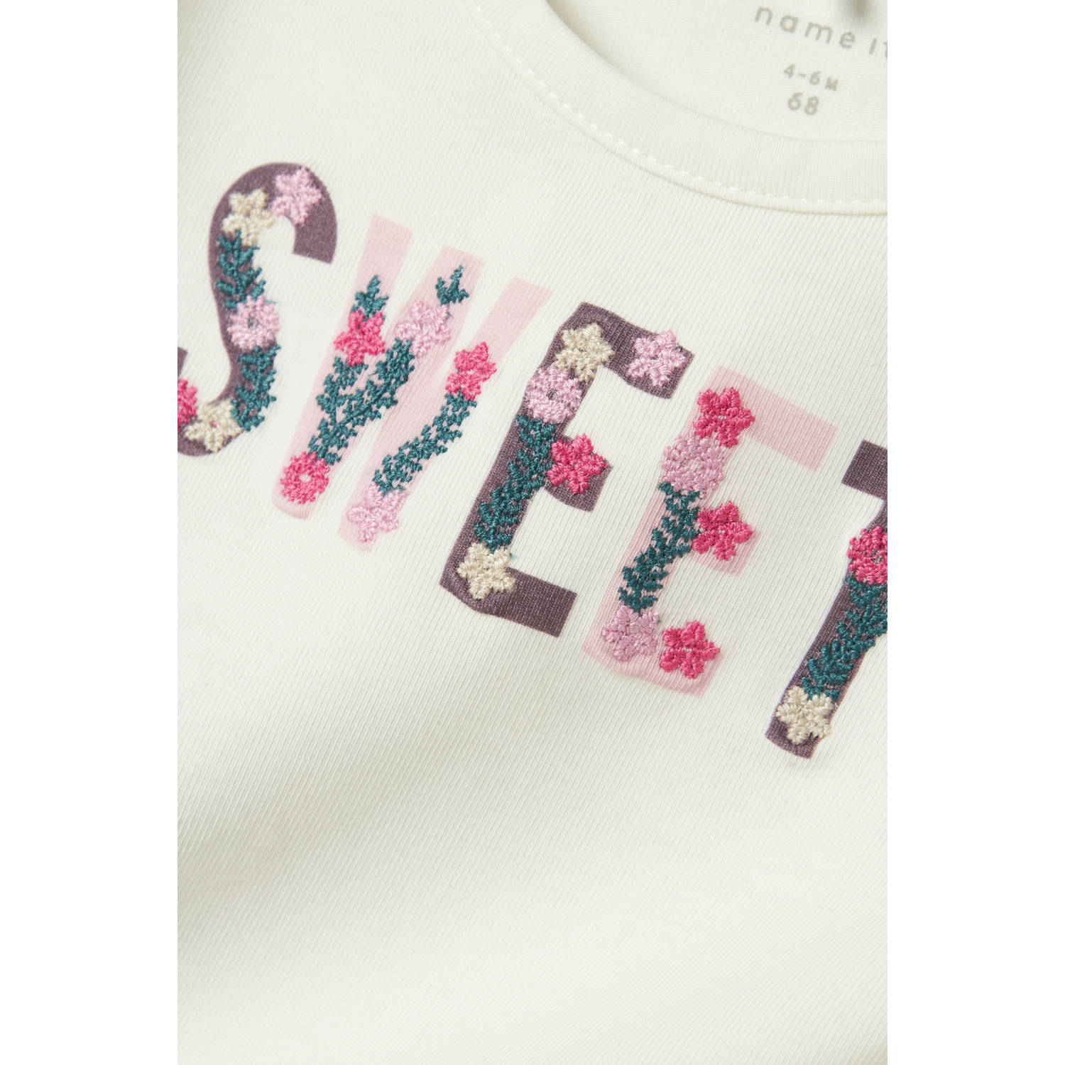 NAME IT BABY longsleeve NBFNABIA met printopdruk en patches ecru
