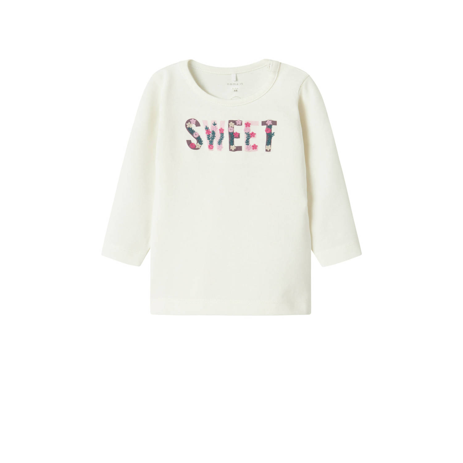 NAME IT BABY longsleeve NBFNABIA met printopdruk en patches ecru