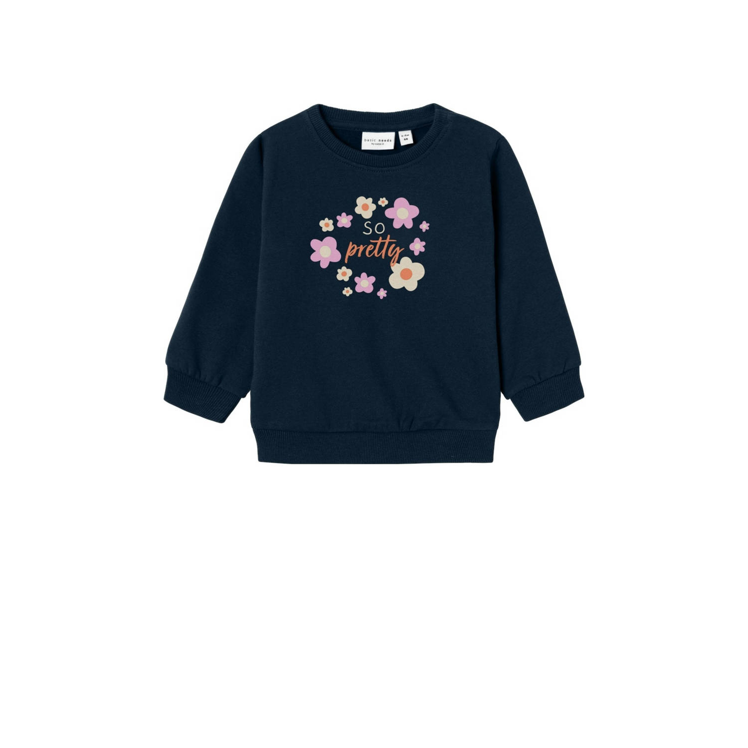 NAME IT BABY sweater NBFVRILLIE met printopdruk donkerblauw