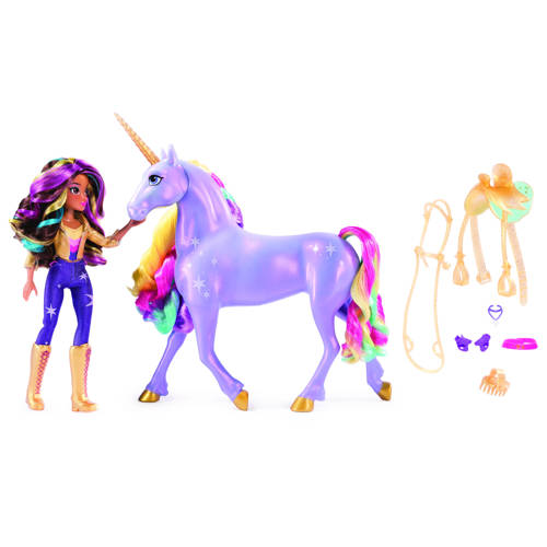 Unicorn Academy Sophia & Regenboog Wildstar - Modepop met Interactief Eenhoorn met licht geluid en muziek afbeelding