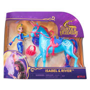thumbnail: Unicorn Academy Isabel & River met 2 rijaccessoires en borstel - Speelfigurenset