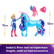 thumbnail: Unicorn Academy Isabel & River met 2 rijaccessoires en borstel - Speelfigurenset