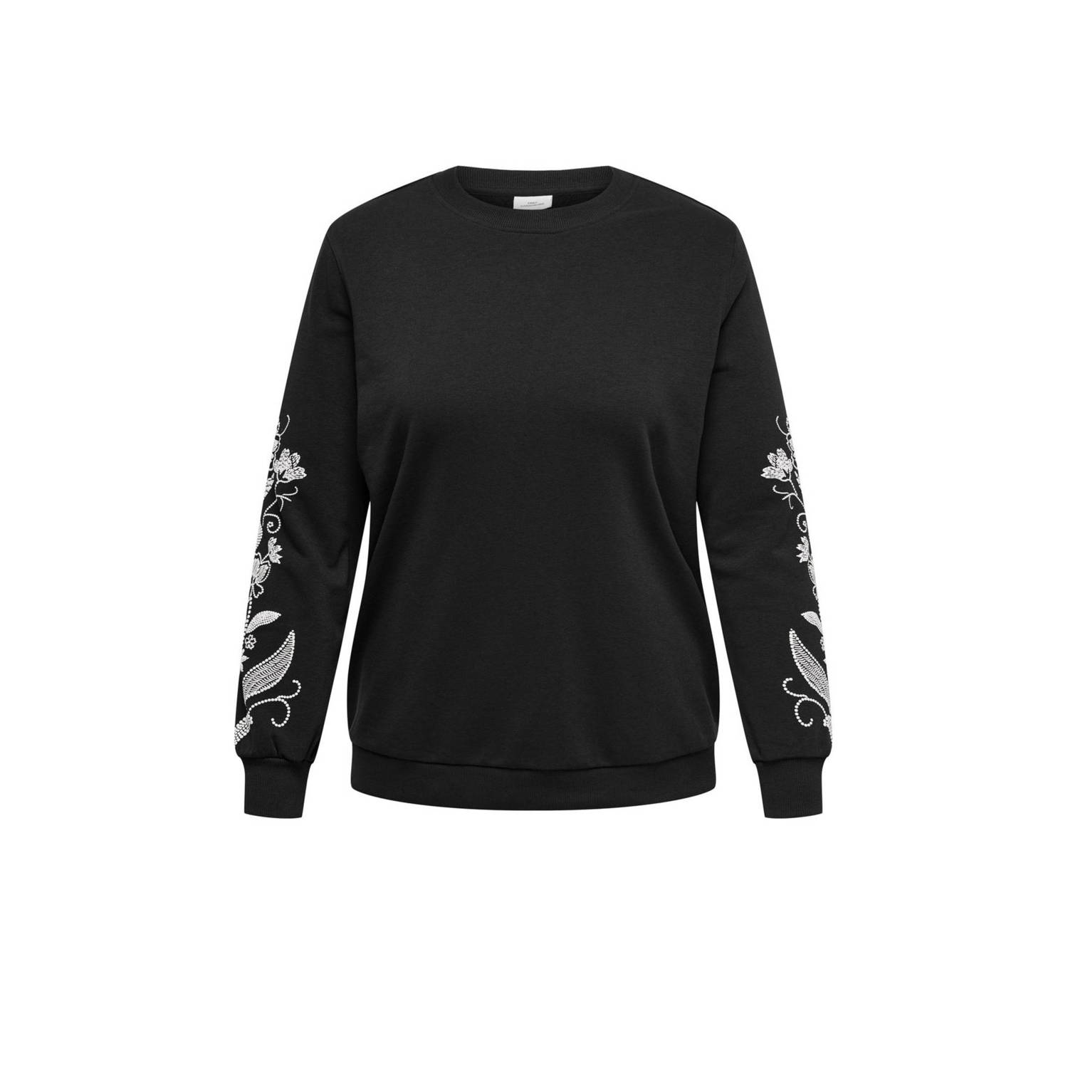 Only Carmakoma Zwart Sweatshirt met Gestikte Bladmouwen Black Dames