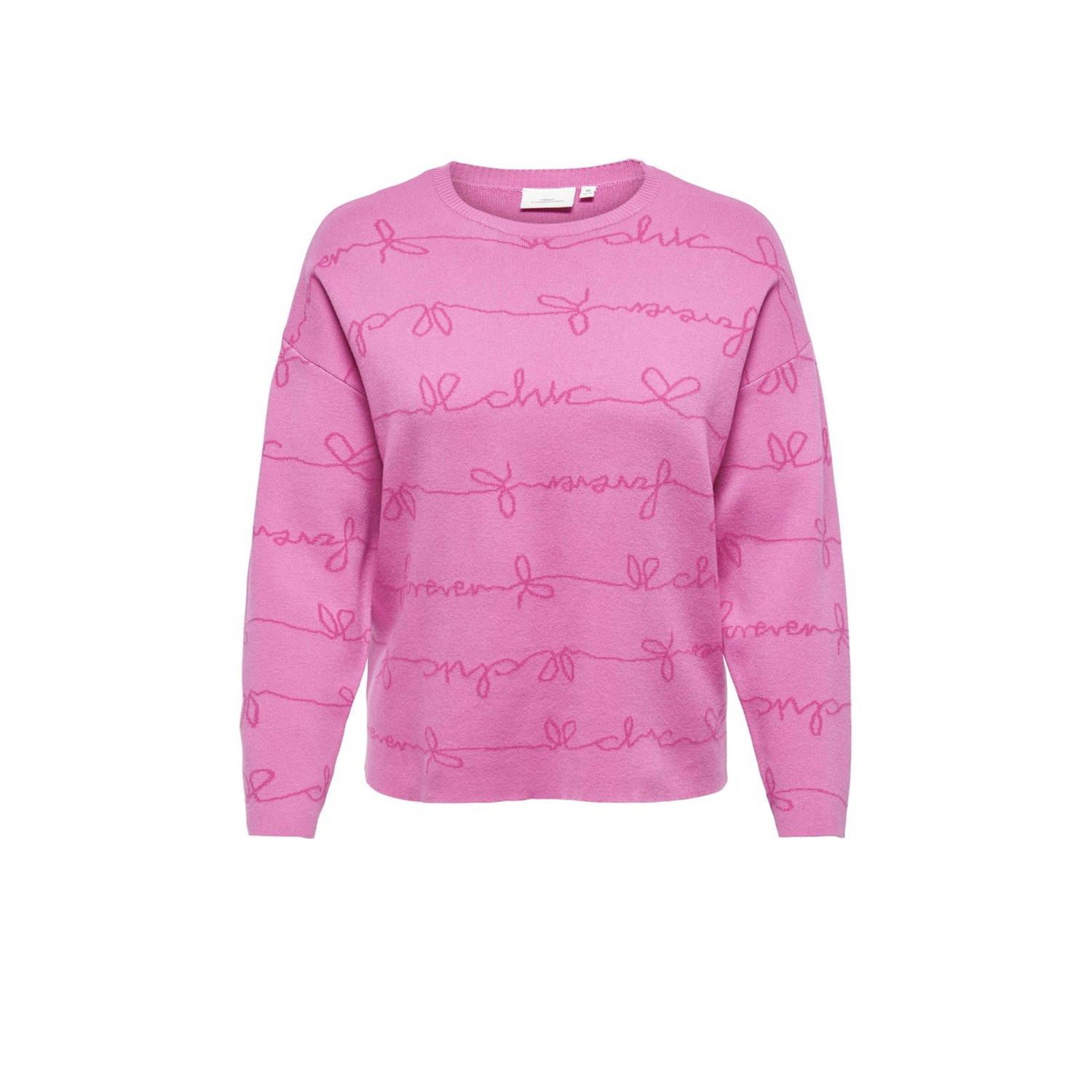 ONLY CARMAKOMA sweater CAREVERLY met all over print roze