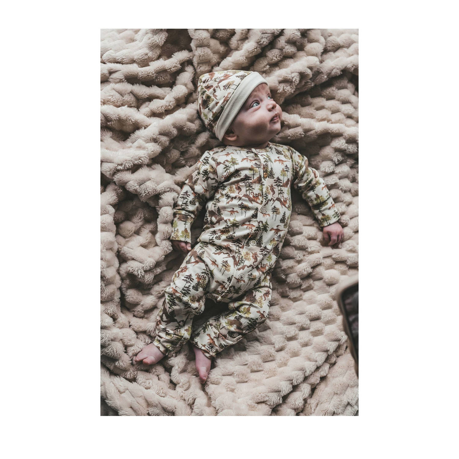 Your Wishes baby boxpak met all over print wit bruin groen