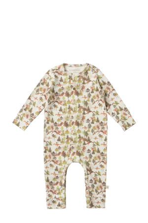 baby boxpak met all over print wit/bruin/groen