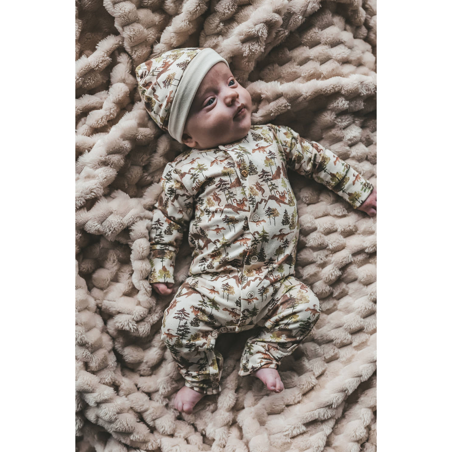 Your Wishes reversible baby muts wit bruin groen