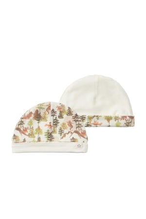 reversible baby muts wit/bruin/groen