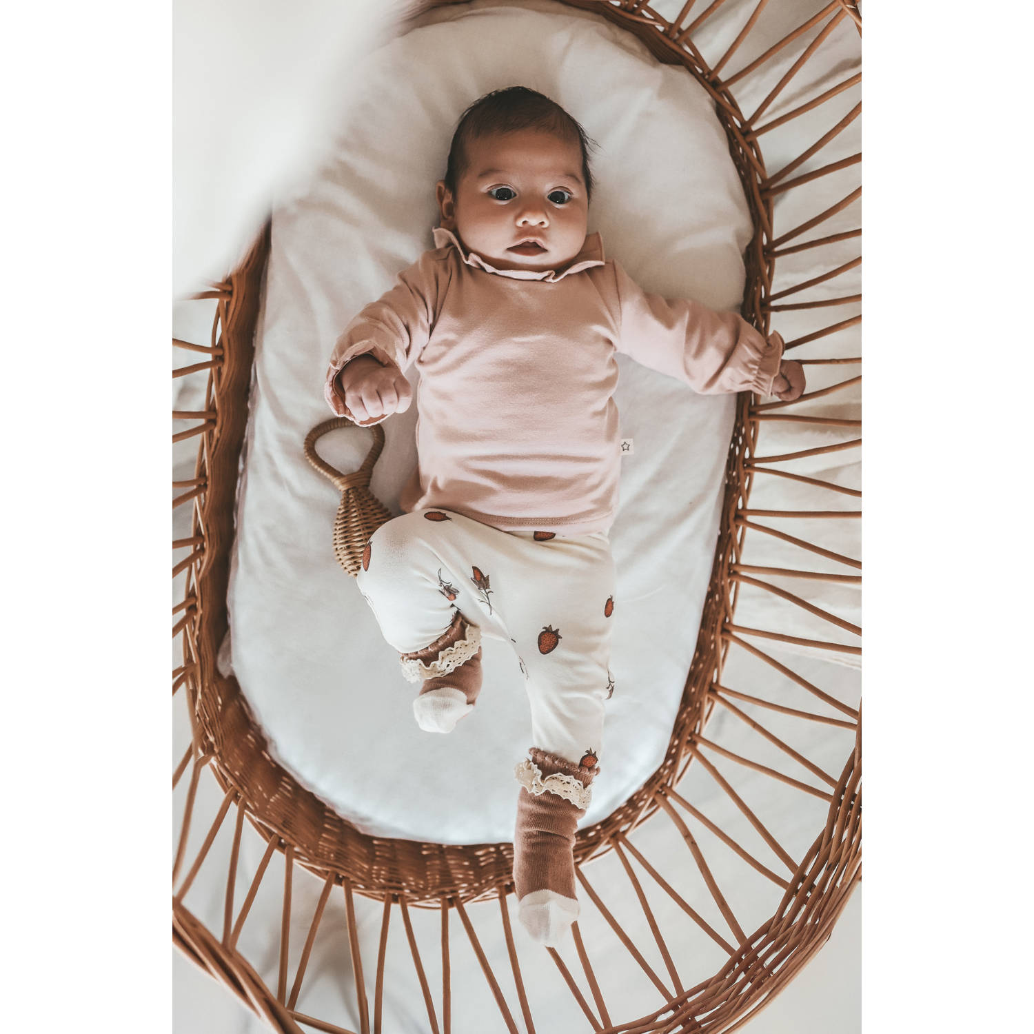 Your Wishes baby broek met all over print wit rood