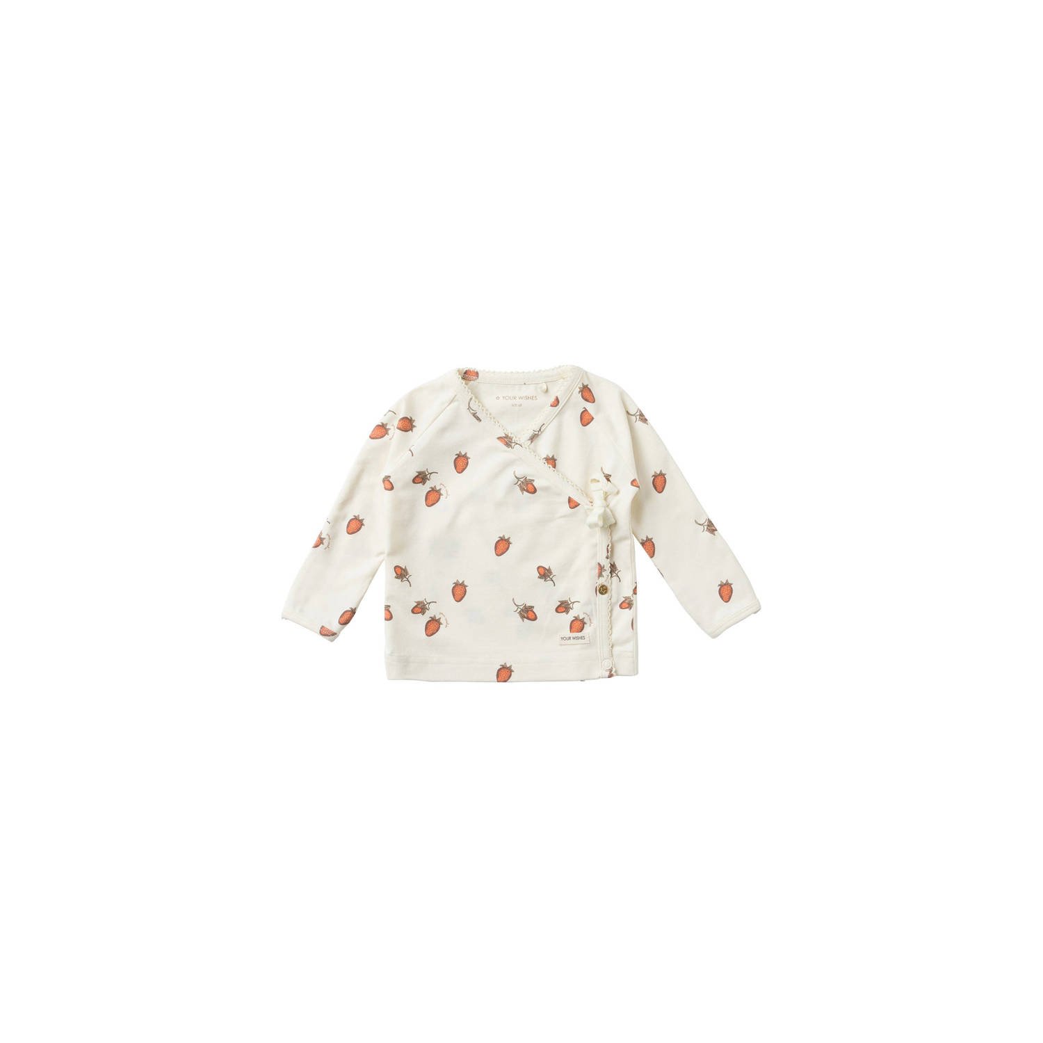 Your Wishes baby longsleeve met all over print en overslag detail wit rood