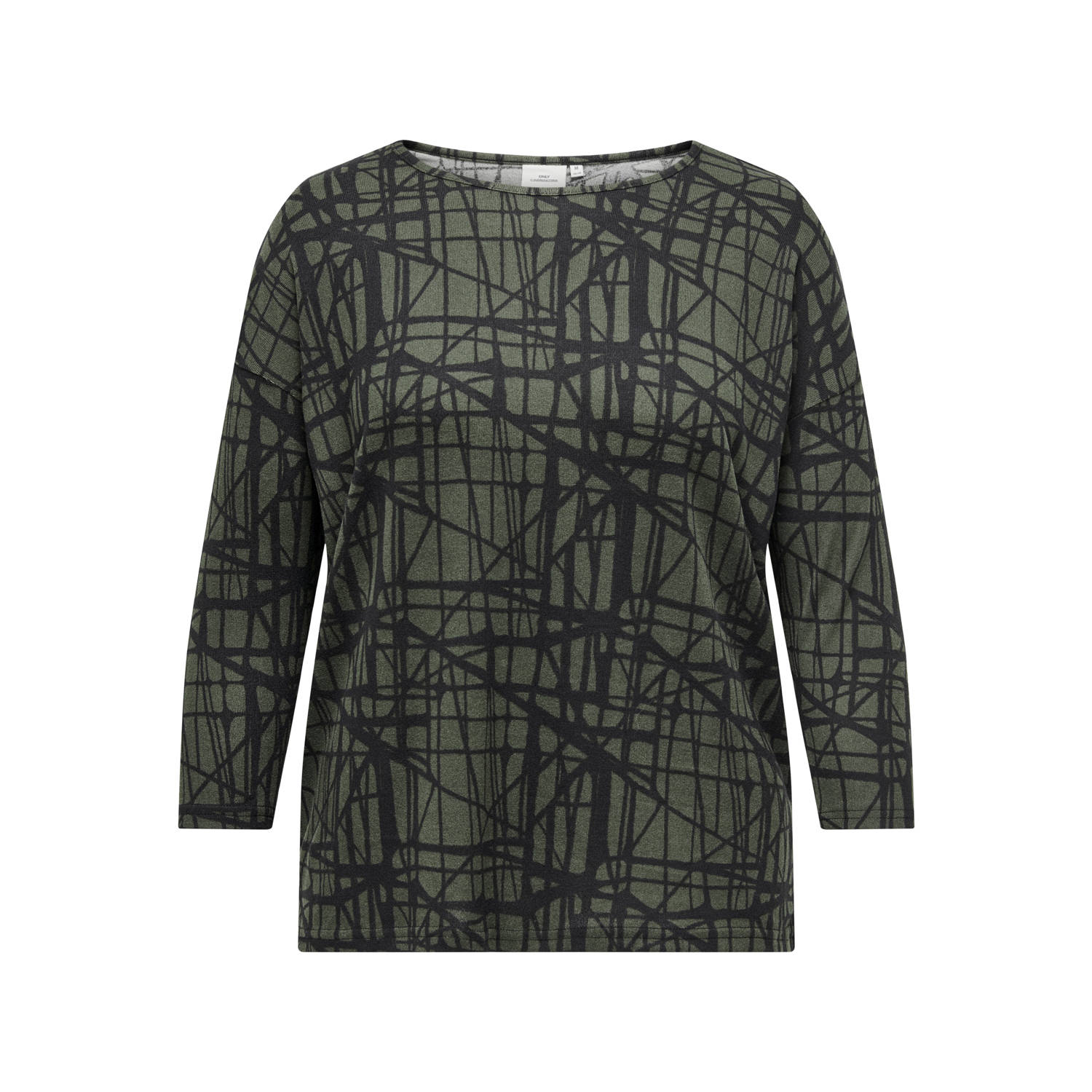 ONLY CARMAKOMA geweven top CARALBA met all over print kaki zwart