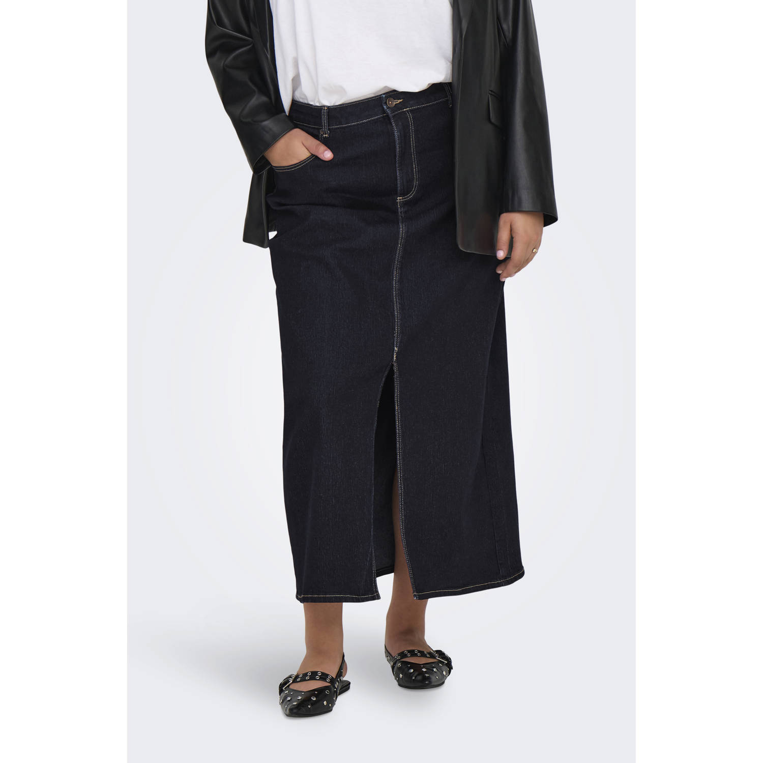 ONLY CARMAKOMA spijkerrok CARVERA dark blue denim