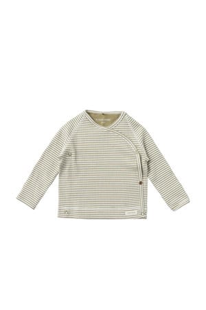 baby gestreepte longsleeve olijfgroen/wit