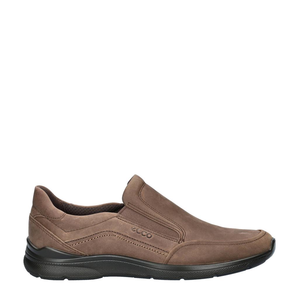 Bruine heren Ecco Irving nubuck instappers met effen