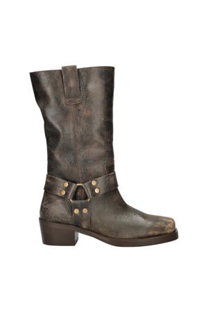 leren bikerboots bruin