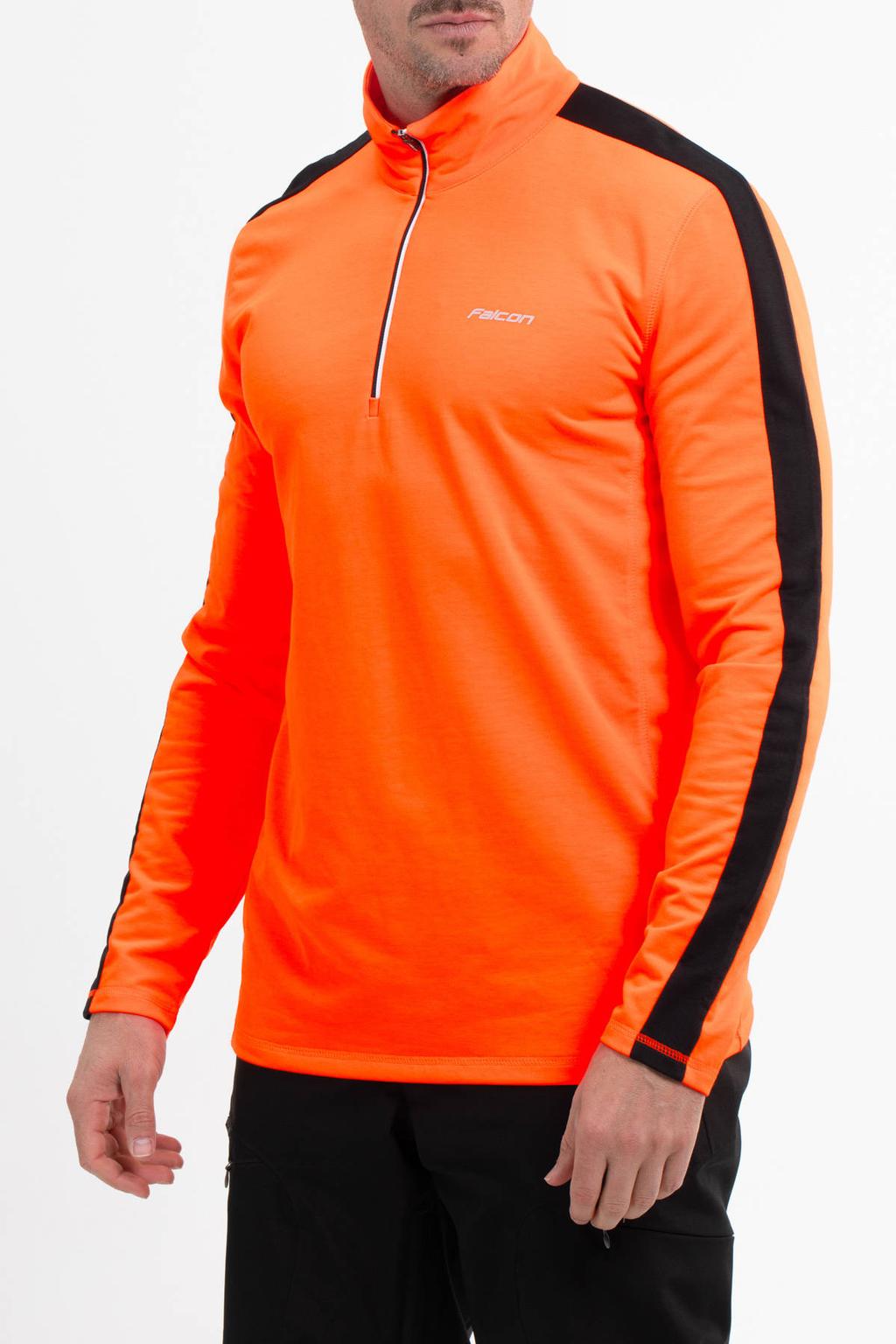 Oranje heren Falcon skipully Yarmouth van polyester met effen, lange mouwen, opstaande kraag en halve rits
