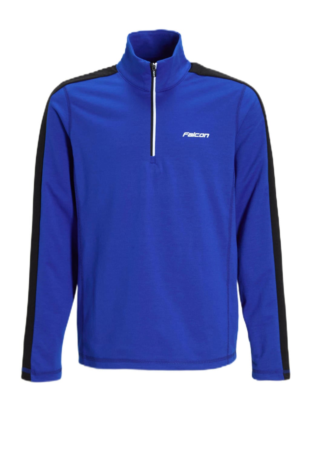 Blauwe jongens en meisjes Falcon skipully Yarmouth jr met lange mouwen, opstaande kraag en halve rits