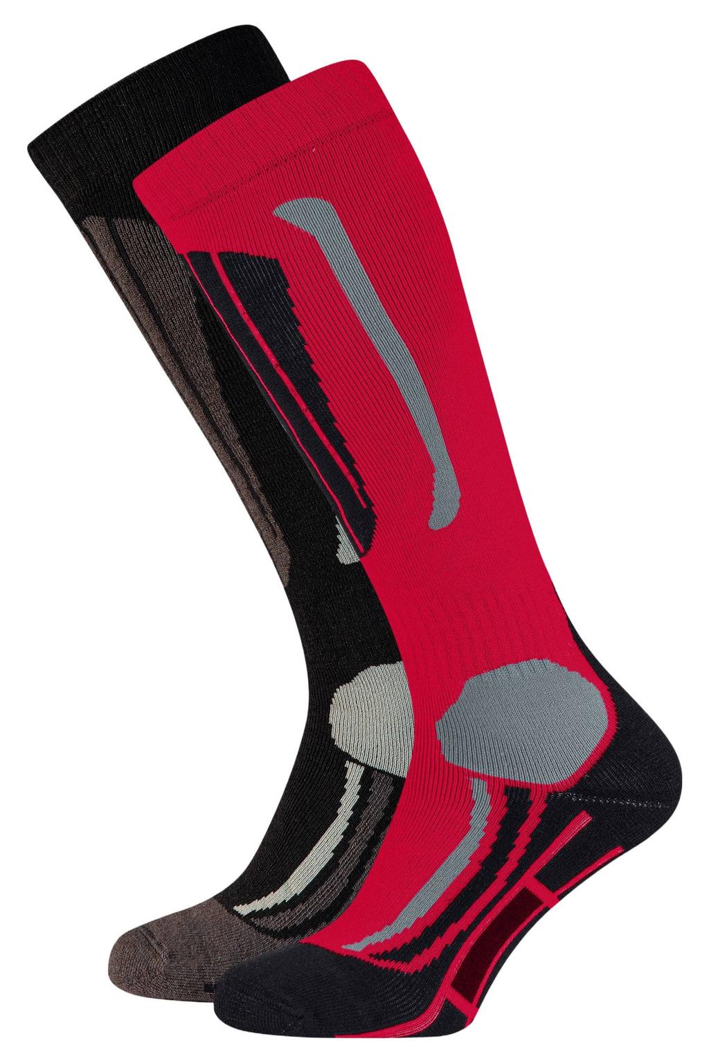 Falcon skisokken Max rood/zwart (set van 2)