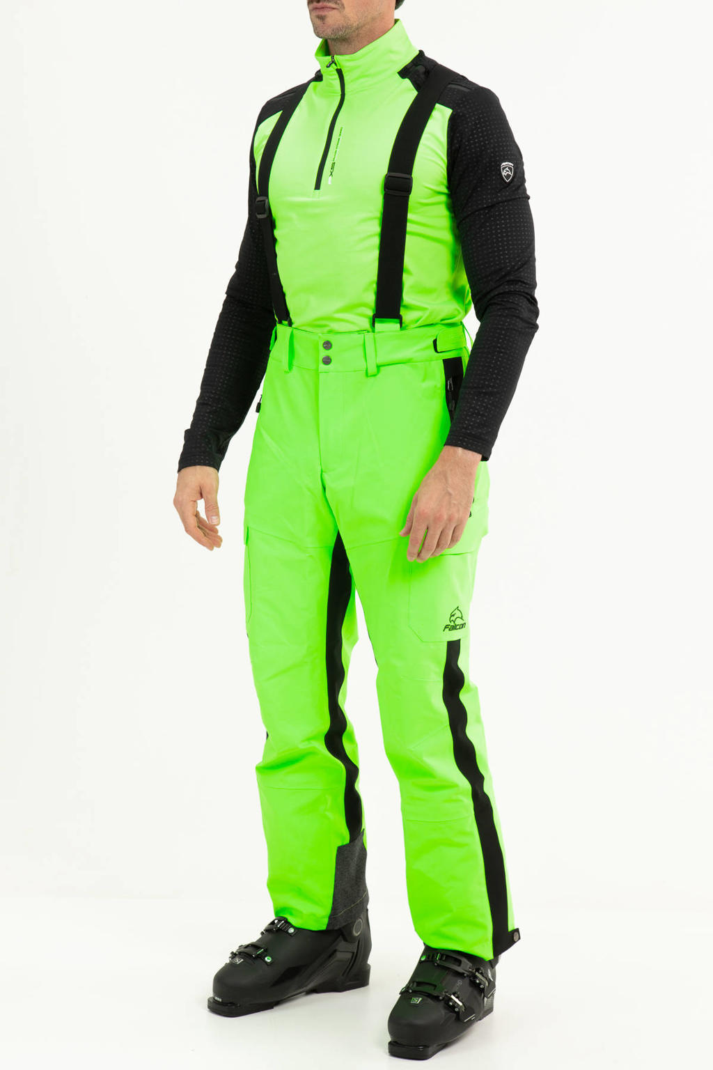 Groene heren Falcon skibroek Eckhart van polyester met rits- en drukknoopsluiting