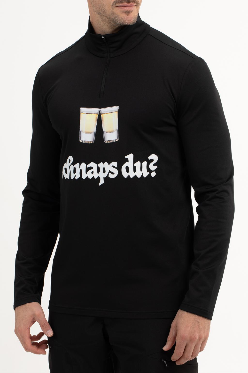 Zwarte heren Ice Ryder skipully schnaps du van polyester met printopdruk, lange mouwen, opstaande kraag en halve rits