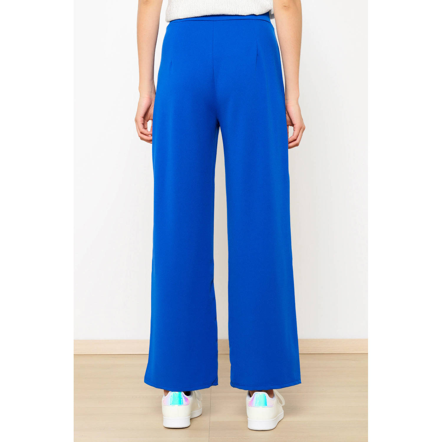 LOLALIZA cropped high waist wide leg broek blauw